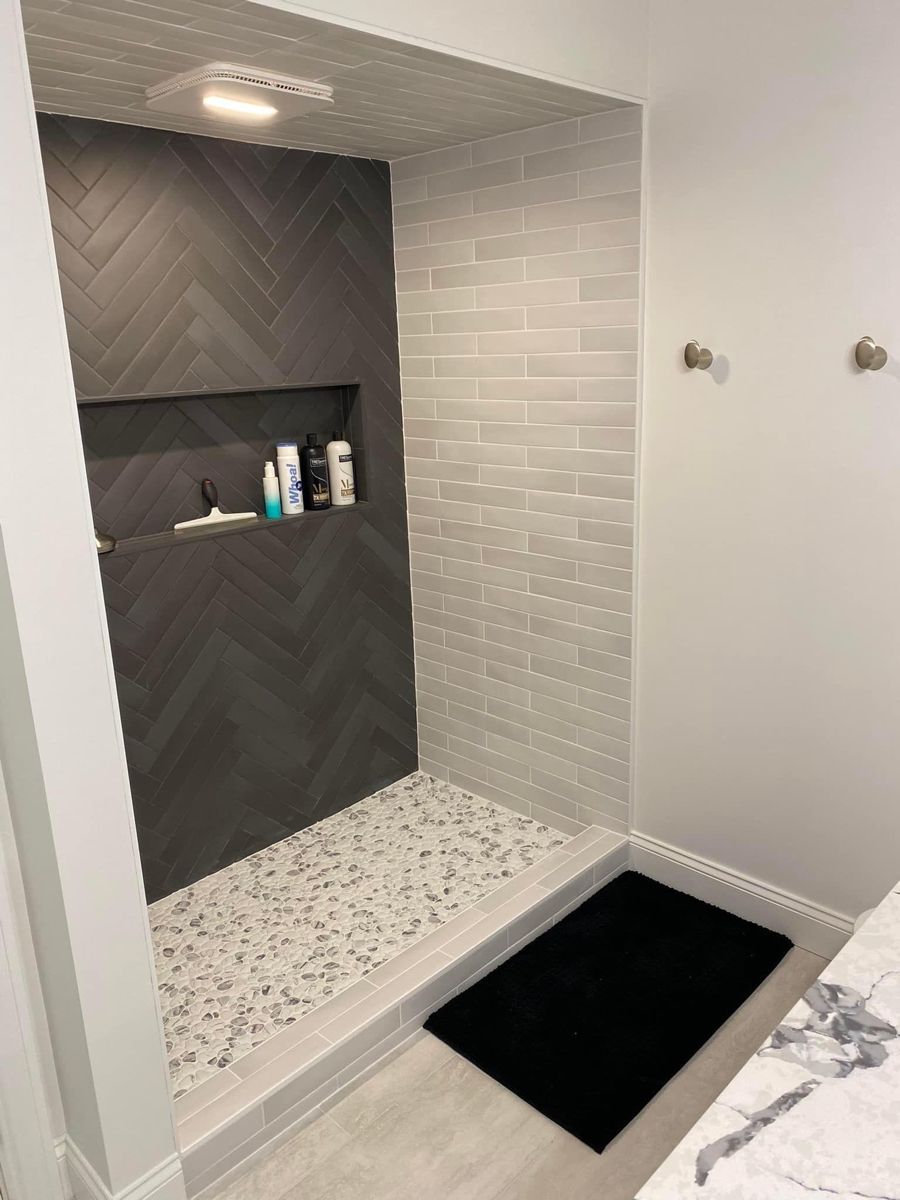Modern bathroom remodeling project in Los Angeles with custom tile
